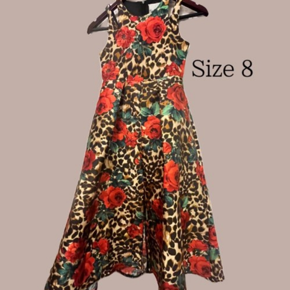 Cheetah print with red flowers dress